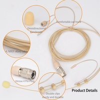 Microphone double à fixation sur la tête - Léger, avec prise Hirose 4 broches, compatible avec le système sans fil Audio-Technica