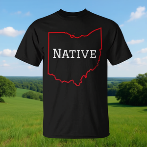 T-shirt con contorno rosso Ohio Native dal design effetto invecchiato - Product Image 3