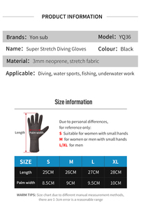 Gants de plongée YONSUB super extensibles à paume pointillée en néoprène antidérapant, cinq doigts, thermiques, pour plongée sous-marine <span class=keywords><strong>et</strong></span> snorkeling - Product Image 5