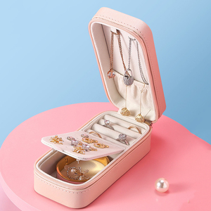 Custom Logo Jewelry <b>Gift</b> Leather Bag Travel Jewelry Case for <b>Earring</b> Ring Necklace Travel Carrying Organizer Jewellery Case - Product Image 2