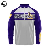 BETHERIVAL Jaket Baseball Ukuran Besar Berbahan Polyester Lengan Panjang dengan Ritsleting 1/4, Bernapas, dan Model Polos