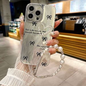 Per <span class=keywords><strong>iphone</strong></span> 11 12 13 14 15 16 Pro MAX IMD a pois custodia per telefono Love Heart Camlet <span class=keywords><strong>con</strong></span> perla amore cuore e perla bracciale - Product Image 4