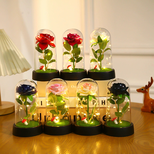 Ornement en verre en forme d'ange fait à la main, roses séchées, plantes préservées à LED, <span class=keywords><strong>fleur</strong></span> éternelle, Saint-Valentin, fête des mères, écologique - Product Image 2