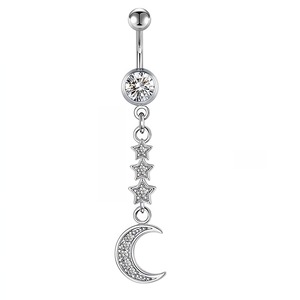 Anneaux <span class=keywords><strong>de</strong></span> nombril en acier inoxydable <span class=keywords><strong>de</strong></span> haute qualité, pendentif pentagramme lunaire, piercing sexy pour le nombril avec bijoux <span class=keywords><strong>de</strong></span> corps en forme <span class=keywords><strong>de</strong></span> cœur pour les mariages - Product Image 2