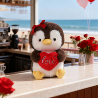 Peluche ours en peluche rose pour la Saint-Valentin, pingouin en peluche, animal en peluche, ours mignon et moelleux tenant une rose, porte-clés en peluche, cadeau romantique