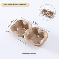 Support à gobelets en pâte à papier à double paroi et double trou, plateau porte-boissons détachable, emballage