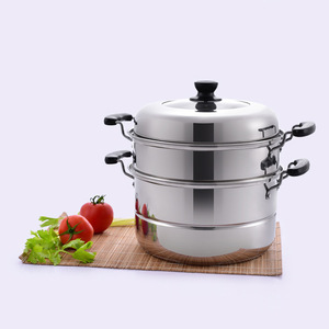 Vaporera de acero inoxidable de 24 cm de doble capa con asas para cocinar alimentos - Product Image 3