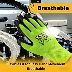 Guantes de Trabajo Resistentes a Pinchazos con Forro de Poliéster 13G, Palma Recubierta de Látex Antiarrugas, Agarre Firme y Muñequera Tejida Cómoda - Product Image 3