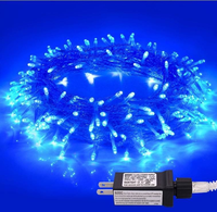 Guirlande lumineuse connectable à 100 LED, 33 pieds, blanc chaud, étanche, lumières scintillantes, fil transparent, branchement facile, pour décoration de Noël en extérieur