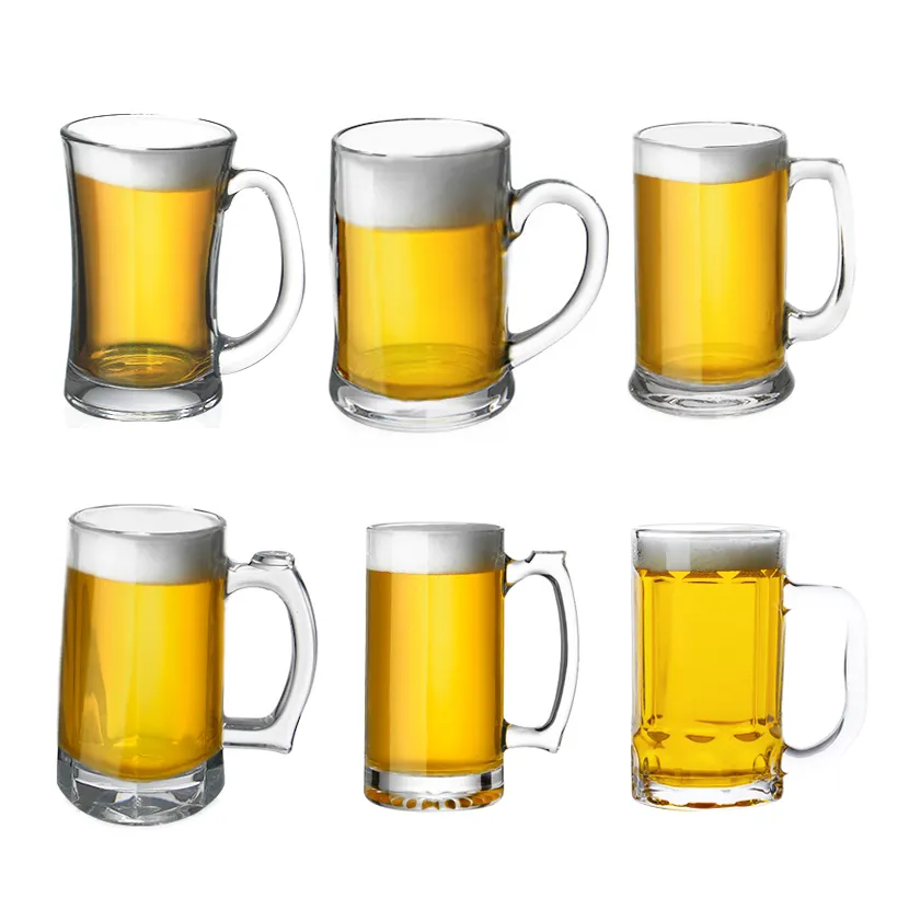 Beer Steins Mugs Tankards Set with Handles Lead Free Custom Logo Glassware Juce Glass Cup Sublimation Glass CLASSIC Modern Party