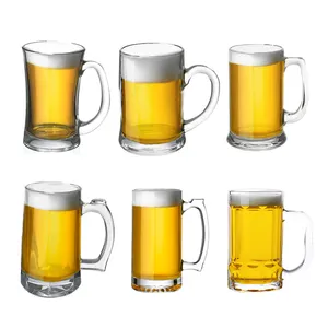 Copo de suco de cerveja, copo de vidro para sublimação, conjunto com alças, logotipo personalizado sem chumbo, vidro clássico moderno para festas