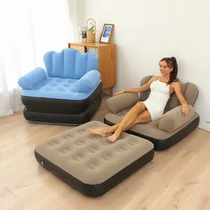 5-in-1 aufblasbares Beflockung ssofa Wohnzimmer Schlafs ofa Ausziehbares aufblasbares Bett