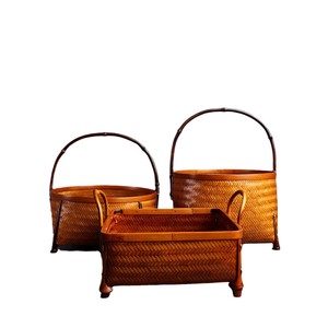 <b>Bamboo</b> Woven Storage Basket Rectangle Lacquered Tea Room Tabletop Fruit <b>Container</b> Living Room Standing Type Neatening Storage - Product Image 5