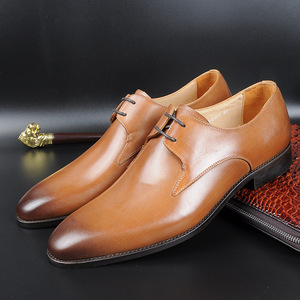 Chaussures de ville en cuir haute densité à enfiler, à bout pointu, imperméables, avec revêtement anti-rayures et maille respirante pour hommes - Product Image 2