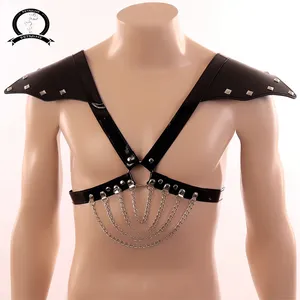 Men's Body Harness Half Chest Belt Rivet Cross Metal Chain Tassel Suitable For Lovers BDSM Game
