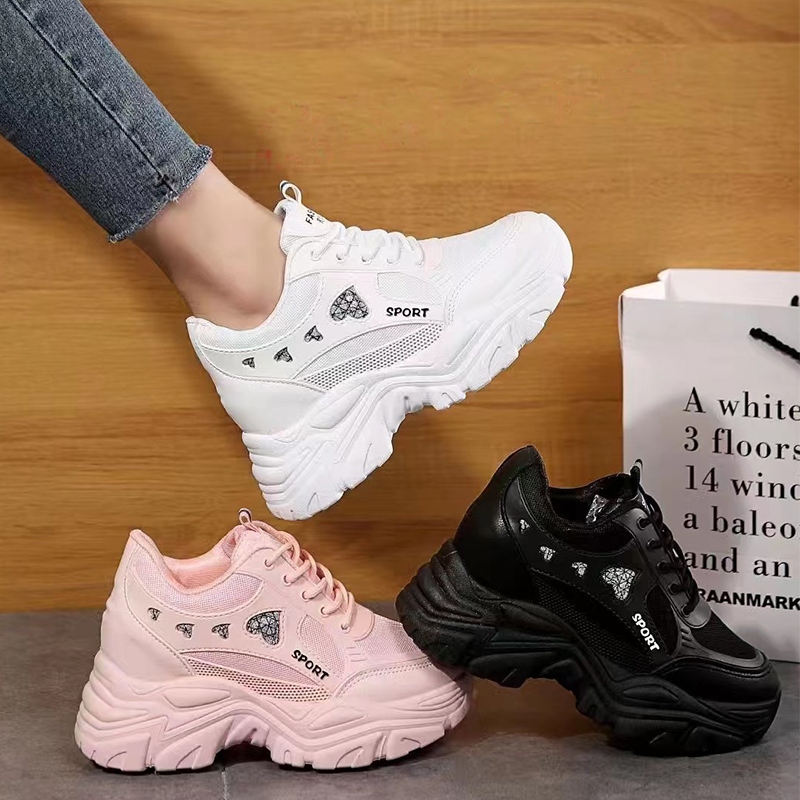 Hidden Heel Shoes White Wedge Sneakers For Women White Wedge Dress
