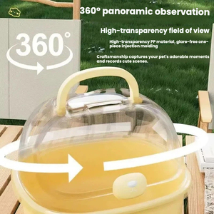 Produits pour animaux de compagnie : <span class=keywords><strong>Cage</strong></span> de transport portable pour hamster, accessoires pour petits animaux avec fermeture à bouton, plateau en plastique et bac à litière - Product Image 3