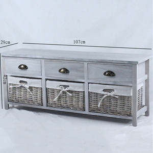 Vintage Grey Range -Three <strong>Drawer</strong> and Three <strong>Wicker</strong> Basket Storage Unit - Product Image 6