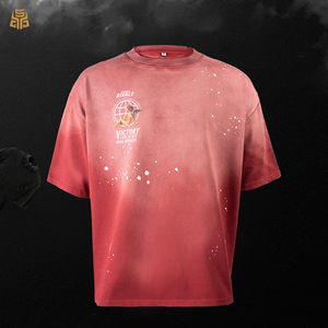 Erkek % 100% pamuk yeni <span class=keywords><strong>moda</strong></span> tasarım ağır ağırlık 300gsm pamuk Vintage yıkama T-shirt T-shirt Hommes dökmek yaz erkek t-shirtü - Product Image 1