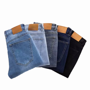 Hot Sale Men's Summer Casual <b>Denim</b> Jeans Regular Fit Mid Waist Washed Stretch Trousers for Spring Autumn - Product Image 1