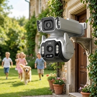 Caméra WiFi dôme double objectif intérieure/extérieure 3MP CMOS avec audio bidirectionnel, grand angle, vision nocturne, suivi automatique, panoramique/inclinaison et application Cloud Hieasy