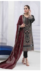 Costume lourd en fausse Georgette Anarkali dans de belles couleurs - Product Image 4