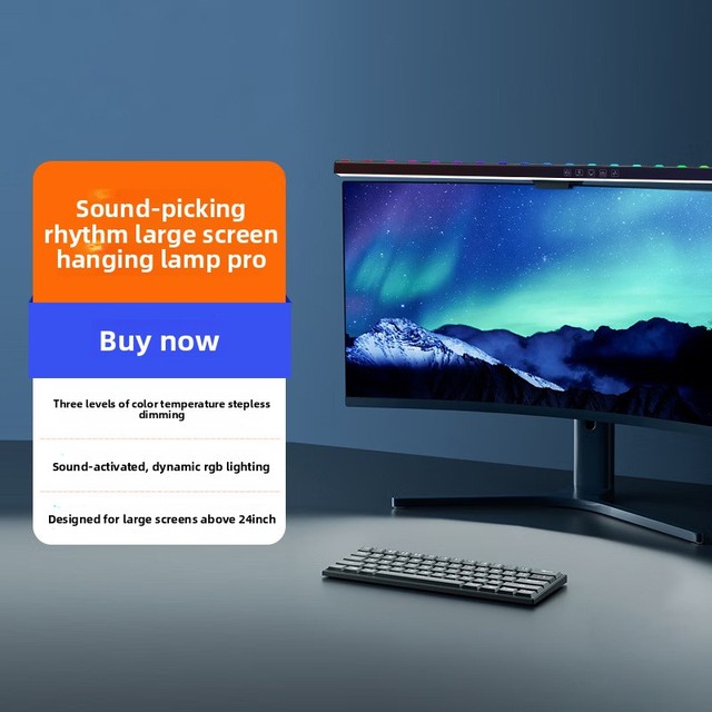 Asymmetric Plastic Screen Hanging Lamp USB-Powered Touch-Sensitive Control Anti-Glare Ambient Lighting for Desktop Monitor