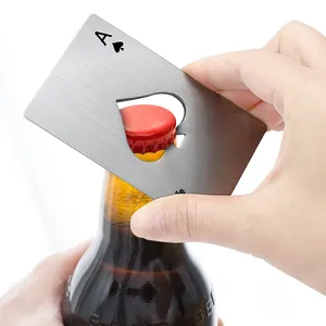 YS203 스페이드 포커 카드 맥주 병따개 맞춤형 스테인레스 스틸 병따개 주방 가제트