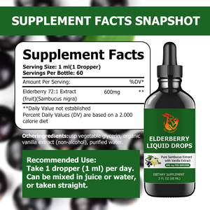 Custom Label Pure Sambucus Extract 600mg Elderberry Liquid Drops for Kids Adult Enhance Antioxidant Liquid Drink Herbal Formula - Product Image 2