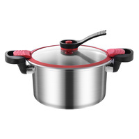 Casserole à pression en acier inoxydable 304, double fond, couvercle en verre transparent vertical