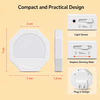 Mini veilleuse 1W à brancher sur prise murale, octogonale, avec capteur automatique crépuscule-aube, lampe de chevet LED pour enfants et bébés, pour chambre et salle de bain