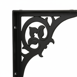 Étagère murale en bois noire, grande, à motif floral, élégante, décorative, flottante, pour salon, chambre, salle de bain - Product Image 1