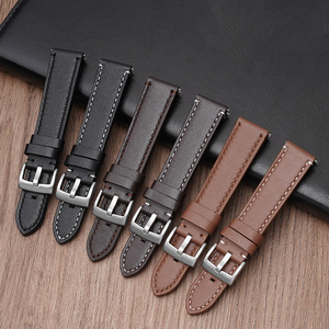 Correa de reloj de cuero genuino impermeable de primera capa vintage de 18/20/22/24 mm, correas de reloj de cuero liso para Samsung Gear - Product Image 1