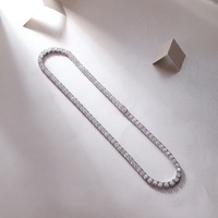 Collier tennis en argent S925 avec moissanite couleur D VVS, 2/3/4/5MM, plaqué or rhodié, élégant et luxueux