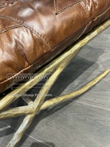 Sillón <span class=keywords><strong>Barcelona</strong></span> Retro Vintage de Cuero Genuino Marrón con Patas de Metal, Sillón de Salón Antiguo para Sala de Estar o Club - Product Image 6