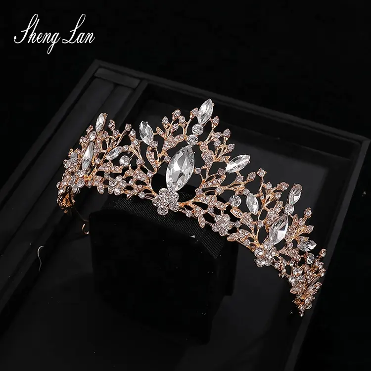 Shenglan joias de cristal para noiva, acessórios de joias de casamento noiva madrinha de baile princesa tiaras