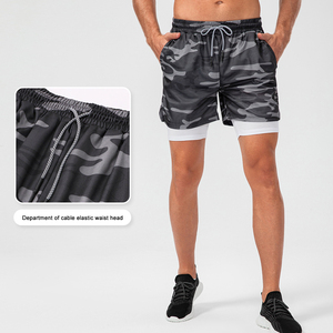Hombre Sublimación Impresión Camo Sportswear <span class=keywords><strong>Doubledeck</strong></span> Running 2 en 1 Transpirable Secado rápido Gimnasio Fitness Entrenamiento Hombres Pantalones cortos deportivos - Product Image 4