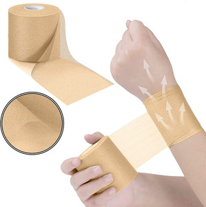 Bande de maintien élastique respirante en mousse PU, 7cm*27m, poreuse, beige et noire, pour le sport - Product Image 2