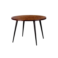 Table basse de salon décorative faite à la main, écologique, avec plateau en bois d'acacia massif traditionnel, finition naturelle, pieds en fer noir