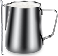 Pichet à mousse de lait 12oz en acier inoxydable, accessoire pour machine à café, cappuccino et expresso