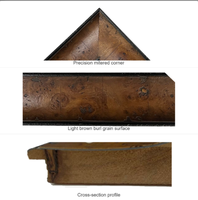 Moulure de cadre photo en bois massif 71x40mm, profil incurvé en bois de racine brun clair, pour peinture à l'huile et décoration