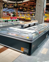 Vitrine Réfrigérée Commerciale Haut de Gamme pour Supermarché, Congélateur Îlot Ouvert en Verre, Réfrigérateur Congélateur Profond pour Fruits de Mer