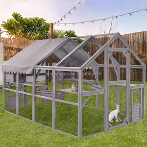 Large <strong>Cat</strong> Run Wooden <strong>Cat</strong> Houses <strong>Outdoor</strong> <strong>Enclosure</strong>, Catio <strong>Cat</strong> Cage Kitten Condo-Backyard Run Cage for Pets, Weather Proof Cover - Product Image 1