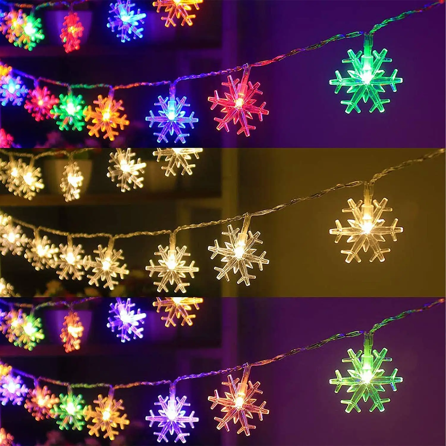 RGB String Light 20led 3*aa Battery Led Fairy Decorative String Light Indoor Snowflake Christmas String Light Tree Garland