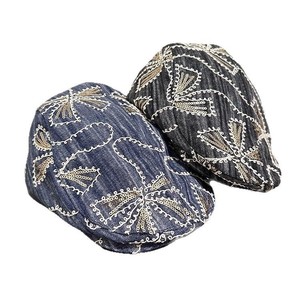 Boina vaquera bordada con lentejuelas florales para mujer, color negro y azul, primavera y otoño, 56-58 cm, sombrero de algodón transpirable - Product Image 5