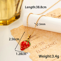 Ensemble de boucles d'oreilles et collier MaiNa en acier inoxydable avec motif de fruits (fraise, pastèque), bijoux mignons pour filles, décontractés, pour les fêtes, rouge, doux