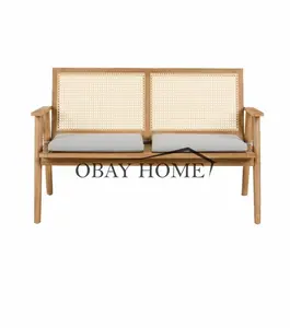 Best factory price wedding sofa country style wooden sofa rustic rattan loveseat outdoor wooden rattan sofa bed for party