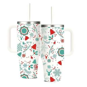 Gobelet isotherme de Noël avec couvercle et paille, cadeau de Noël et de Nouvel An, 40 oz, double paroi, isolation sous vide - Product Image 4