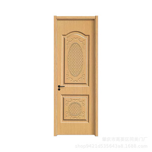 Puerta Interior Tradicional de Madera Maciza con Diseño Tallado para Dormitorio, Superficie Acabada, Apertura Manual - Product Image 1