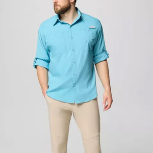 Camiseta de pesca con capucha ventilada, cuello con logo, cremallera, personalizada, de bambú, con logo UV, polo con logo, estampada por sublimación, con botones. - Product Image 2